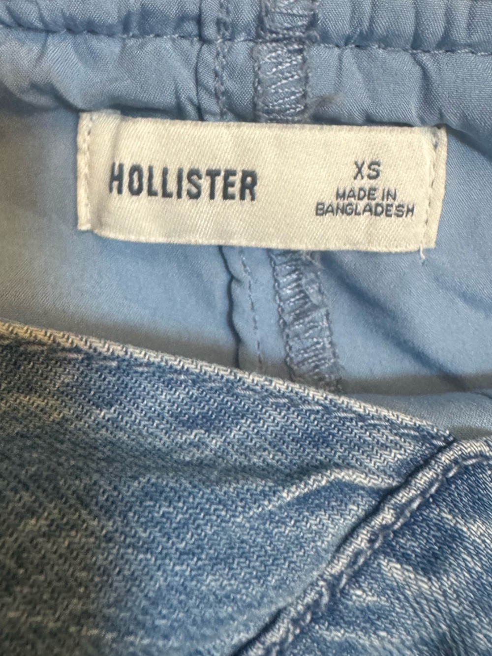 Hollister Denim Fit & Flare Mini Dress XS Sweetheart Neck Open Back Tie Pockets - Picture 2 of 11